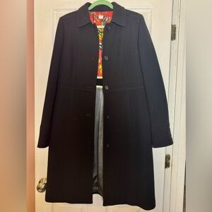 J. Crew Black Wool Button-Front Trench Coat